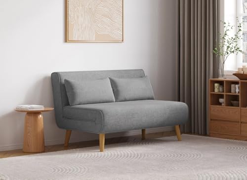 DecoInParis Canapé clic clac 2 Places en Tissu Gris Tonka