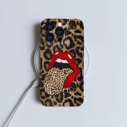 Coque iPhone 14 Pro Max Léopard Lèvres Vintage en silicone souple et fin SEized