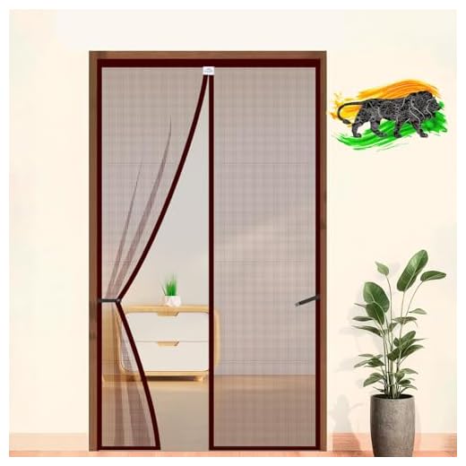 LifeKrafts Polyester Magnetic Mosquito Net for Door | Mosquito Curtain for All Door Types & Sizes | Auto-Closing Insect Screen to Keep Mosquito Out (200x100 cm, Brown)
