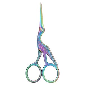 Borduurschaar, Vintage roestvrijstalen naaischaar Kleurrijke kraan Klassieke ooievaar Vormtip Naaischaar voor doe-het…