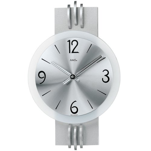 Preisvergleich Produktbild AMS 9229 Wanduhr Quarz, mit geschliffenem Aluminium