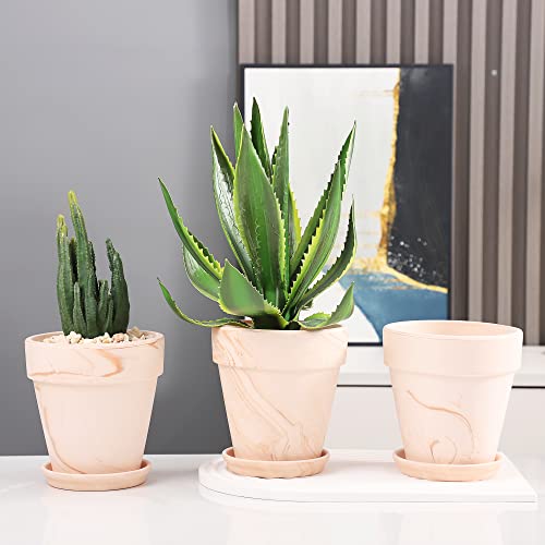 Terra Cotta Pots With Saucer- 6-Pack Large Terracotta Pot Clay Pots 5" Clay Ceramic Pottery Planter Cactus Flower Pots Succulent Pot With Drainage Hole- Great For Plants,Crafts Terra Cotta Planter #TOP4