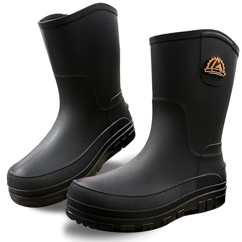QeeFop - QeeFop Men's Rain Boots, Short Ankle Wellies Wellington Booties Durable Rubber Work Booties Waterproof Anti-slip for Gardening Fishing Farming Walk Mud Dog - -6%