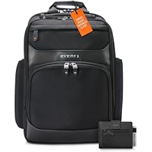 EVERKI Onyx Premium Business Laptop Backpack 15.6" with Ballistic Nylon & Leather, 25L Capacity Black Slim Minimalist Wallet for Men with 6-8 Card Slots, Coin Pocket, and Hidden Card Slot