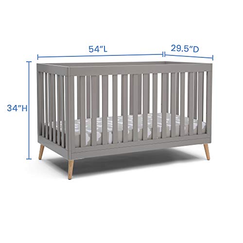 Image of Delta Children Essex 4-in-1 Convertible Baby Crib, Grey with Natural Legs