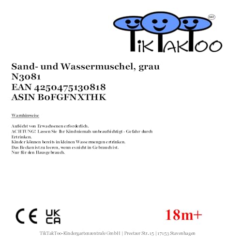 TikTakToo Sand & und Wassermuschel I Sandkasten ohne Abdeckung (1-teilig) (HELLgrau)