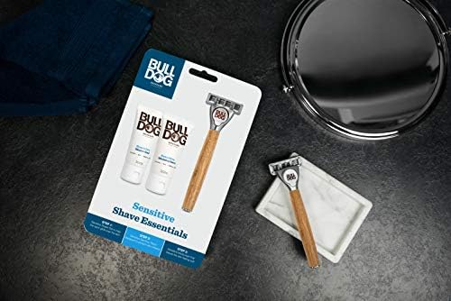 BULLDOG Skincare - Sensitive Shave Essentials Starter Kit for Men (x1 Sensitive Bamboo Razor, x1 Shave Gel 30ml, x1 Moisturiser 30ml)