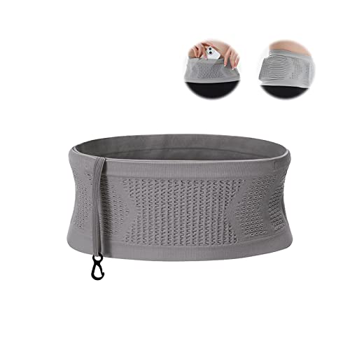 Multifunctional Knit Breathable Concealed Waist Bag, Universal Running Belt, Large Capacity Running Waist Fanny Pack, Adjustable Moisture Wicking Storage Belt Pack for Women Men (Grey, S)