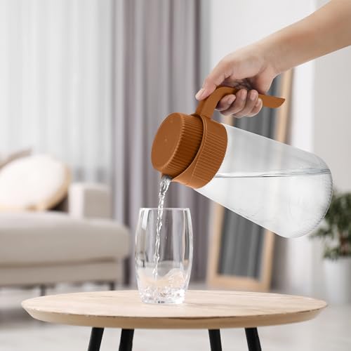 Image of MILTON Vintage 2000 Water Jug Plastic with Lid for Ice Tea, Water, Juices, Milk Storage Container for Fridge, Water jugs for Dining Table, 1900 ml, BPA Free, Brown