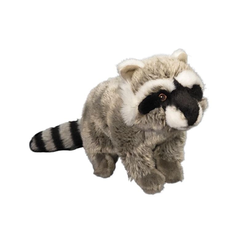 Peluche raton laveur réaliste gris doudou américain pour collectionneur et enfant