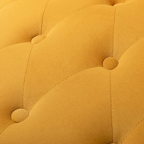 Tina's Home Modern Velvet Armless Accent Chairs,Upholstered Fabric Button Single Sofa Chair With Wooden Legs For Living Room,Comfy Tufted Bedroom Chairs For Reading,Dining,Office Reception(Mustard) #TOP7