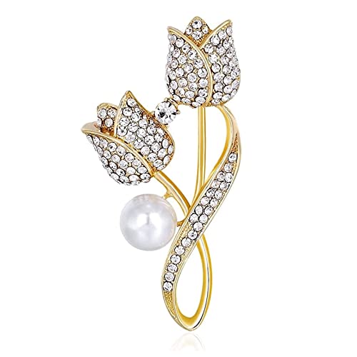 Broche tulipe élégante en alliage pour sublimer un manteau chic