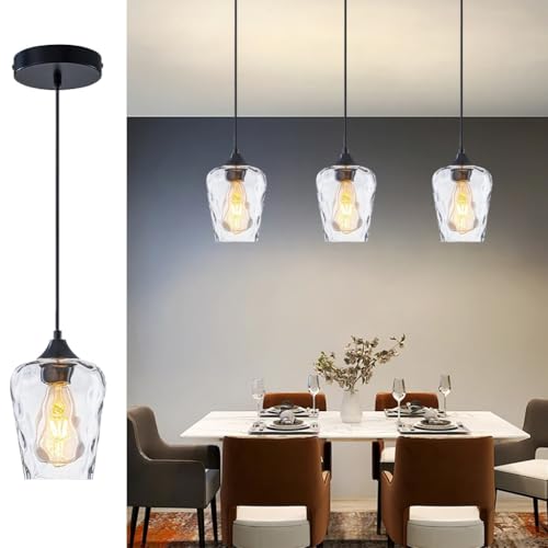 MyLjp Lampa Wisząca Nad Stołem W Jadalni, Szklany Żyrandol Do Jadalni Z Regulowaną Wysokością I Przezroczystym Kloszem, E27, Nowoczesna Lampa Sufitowa Do Salonu Kuchni Kawiarni I Baru