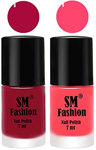 Image of Long Lasting Nail Polish | Nail Paint Combo 7 ml Each) - Set of 2 Raspberry-Pink