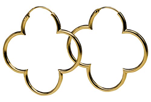 Preisvergleich Produktbild SILBERMOOS Damen Creolen vergoldet Blumen Kleeblatt glänzend 925 Sterling Silber Ohrringe