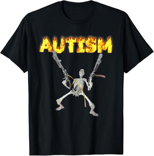 DJCBBSYe Autism Skeleton Meme Funny Men Women Kids T-Shirt