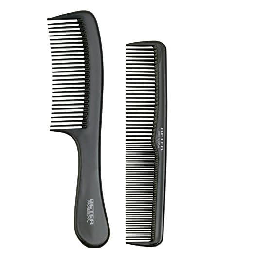 Beter – Peines de pelo profesionales, pack de 2 peines de ABS, peine con mango y peine de bolsillo