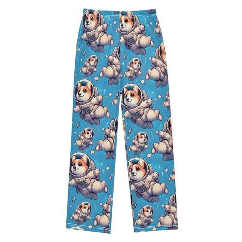 Astranunt Welsh Corgi Dog Rockets Pajamas Bottoms with Pockets Comfy Pjs Sleepwear Elastic Waistband Pajamas Pants Lounge Pants for 6-14 Years