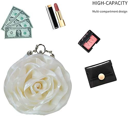 Buddy Women Rose Shaped Clutch Soft Satin Wristlet Handbag Wedding Party Purse - Image 7