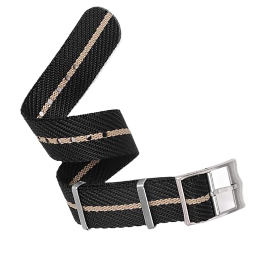 Bracelet de montre en nylon anti-irritation noir 20mm pour un port quotidien