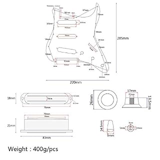 Alnicov SSS Pickguard 11 trous pré-câblé pour guitare électrique avec 3 micros Humbucker double rail Cyan clair - Les Beatles, Paul McCartney, John Lennon, RIngo Starr, George Harrison Alnicov SSS Pickguard 11 trous pré-câblé pour guitare électrique avec 3 micros Humbucker double rail Cyan clair – Image 2