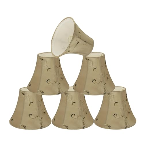 Aspen Creative 30009 Small Bell Shape Chandelier Clip-On Lamp Shade, Gold, 3" Top x 6" Bottom x 5" Slant