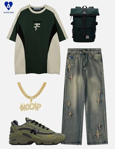 Aelfric Eden T Shirt Color Blocking Star Tee Graphic Short Sleeve Tees Streetwear Casual Y2k Tops3