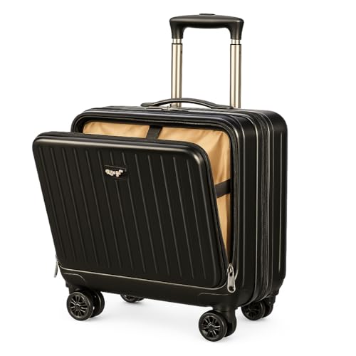 Image of Lite Go Cabin Overnighter Trolley Bag Small Size Polycarbonate 18inch 45cms with 16inch Laptop Compartment Suitcase for Flight Travel Suitable for Men, Women,Boys and Girls (Black)