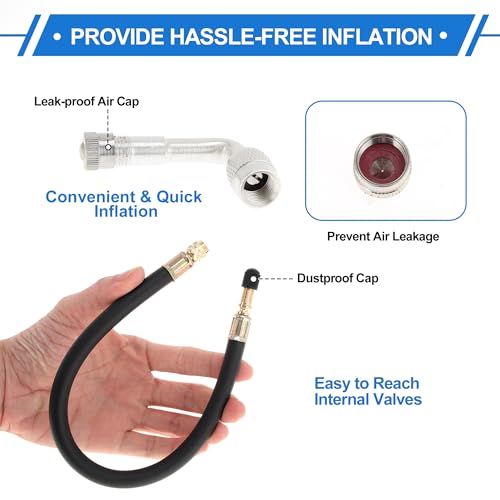 Image of Motoforti 1set 90 Degree Copper Tire Valve Extension with Durable Plastic 350mm Tyre Valve Inflation Adapter for Car Motorcycle RV Truck Bike