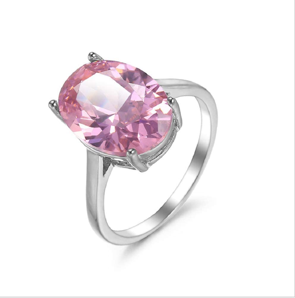 LRGKMCWTOBWomen Fashion 925 Silver Oval Cut Pink Topaz Gemstone Ring Wedding Jewelry Size 6-10