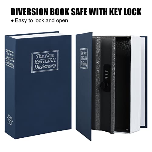 KYODOLED Diversion Book Safe with Combination Lock, Safe Secret Hidden Metal Lock Box,Money Hiding Box,Collection Box,9.5" x 6.2" x 2 .2" Navy Large - Thumbnail 3