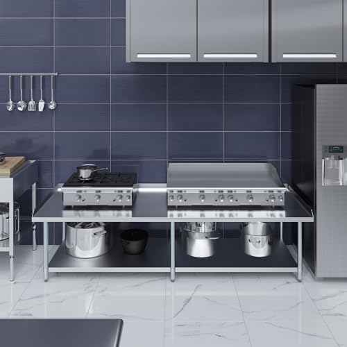 Image of AmGood Stainless Steel Equipment Stand - Heavy Duty, Commercial Grade, with Undershelf, NSF Certified (30 inch Width x 96 inch Length)