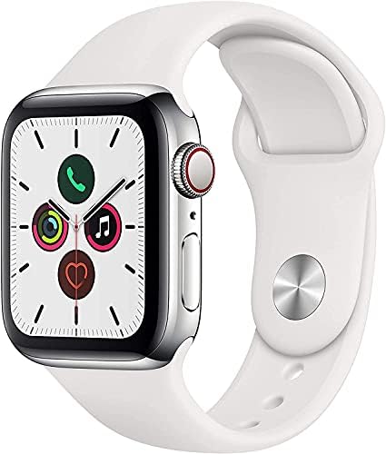 قیمت و خرید Apple Watch Series 5 GPS Cellular - قاب فولادی ضد زنگ 44 میلی  متر با بند ورزشی سفید (تمدید شده) برند Apple | مالتینا