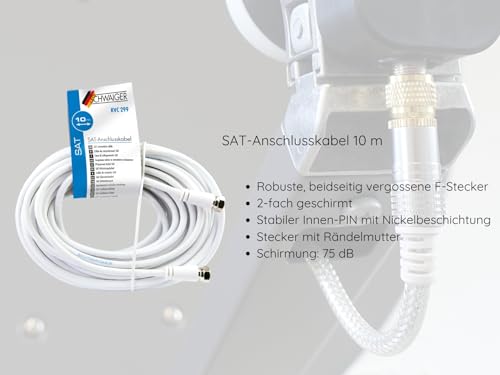 SCHWAIGER 9604 Installation Satellite de Camping Kit Complet numérique Parabole Sat Mallette Sat y Compris LNB Simple Récepteur Satellite Câble Satellite HD 10m Antenne Satellite Acier 35 x 38cm – vue 6