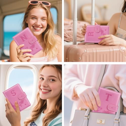 Pink 3D Embossed Initial Passport Cover