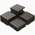 Goovilla Plastic Interlocking Deck Tiles, 27 Pack Patio Deck Tiles, 12"x12" Waterproof Outdoor Flooring All Weather Use, Patio Floor Decking Tiles for Porch Poolside Balcony Backyard, Dark Coffee