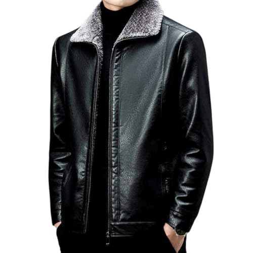 Veste en similicuir homme chaude hiver col rabattable polaire texturée