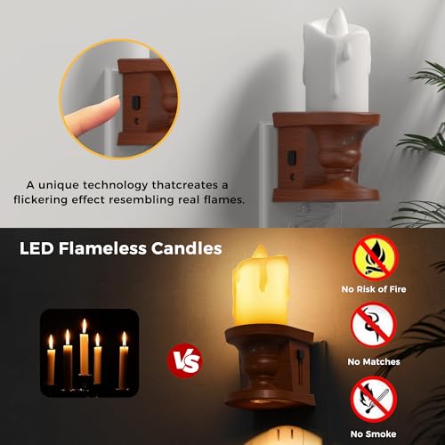 Image of L LOHAS LED Night Light, Flameless Candle Night Light, Vintage Nightlight | 2 Pack, 3 Lighting Model, Dusk to Dawn Sensor, Brightness Adjustable, 3000K Soft White for Middle Age Decor