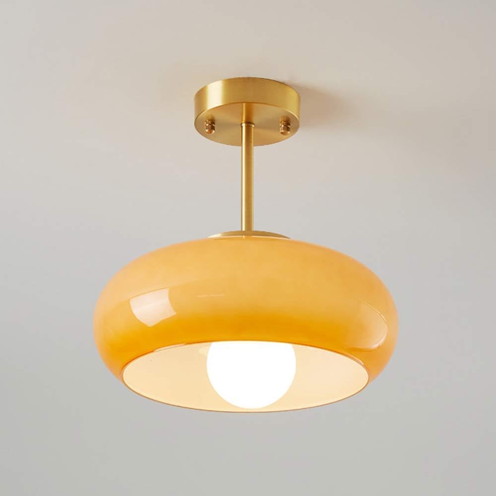 BFFGKGL Nordic Minimalism Antique Orange Glass Semi Flush Mount Corridor Ceiling Light Ceiling Close To Ceiling Light Fixtures Creamy Glass Shade Glass Ceiling Lamp For Hallway