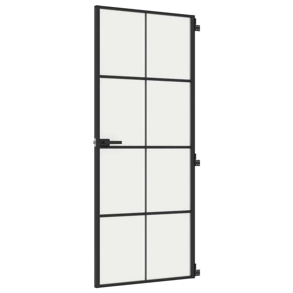 vidaXL Porta Interni Sottile Nera 83x201,​5cm Vetro Temperato Alluminio