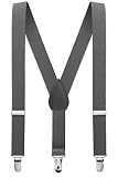 1 Inch Durable Suspenders for 3Y-9Y Kids Boys Girls, Charcoal-Gray, 26 Inch