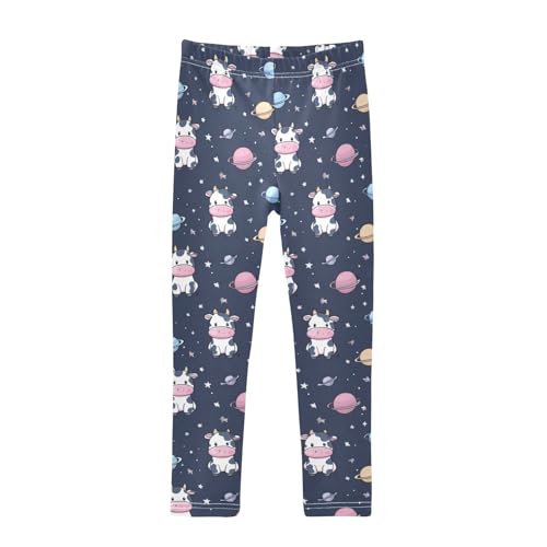 Vdsrup Girls Leggings Cow Planet Cartoon Kids Length Leggings Pants Athletic Yoga Pants Toddler Tights Trousers 4T
