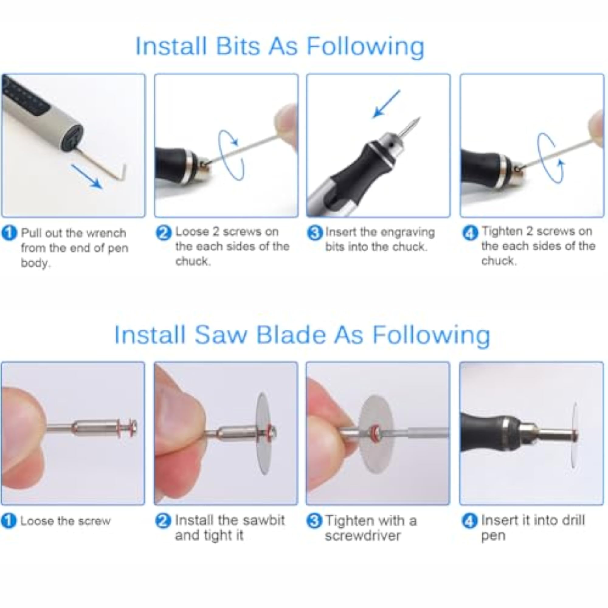 3-Speed Cordless Mini Drill Pen With 10 Small Bits