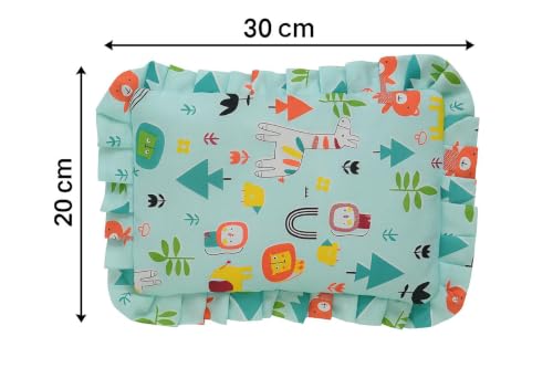 Image of Baby Pillow Jungle Print Cotton Pillow with Mustard Seed Filling (sea Green)