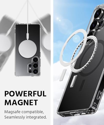 Image of JGD Magnetic Case for Samsung Galaxy S23 Ultra 5G Compatible with MagSafe, Shockproof Phone Bumper Cover, Anti-Scratch Clear Back (Clear)