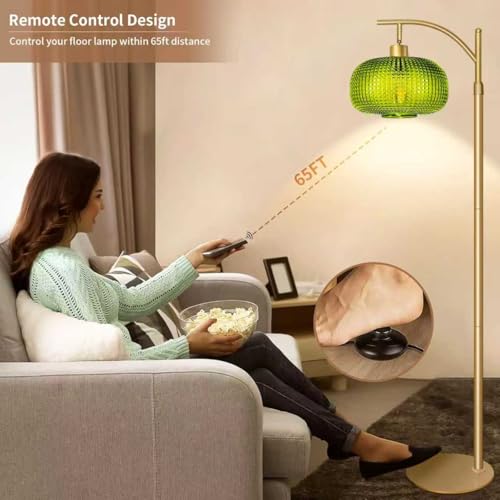 Image of Modern Floor Lamp for Living Room, Mid Century Standing Lamp Green Shade