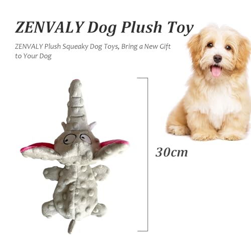 ZENVALY Hundespielzeug, Quietschende Spielzeug für Hund Quietschspielzeug, Hundespielzeug ohne Füllung, Plüschtier Hund Plüsch Sicher Kauspielzeug für Welpen Kleine Mittel Hunde, Elefant Grau