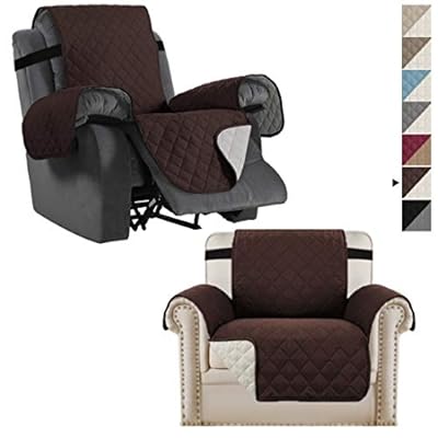 H.VERSAILTEX Reversible Brown Chair Cover and Recliner Cover Bundle by 