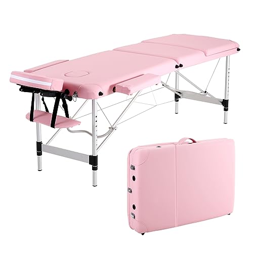 Panana Tragbare Massageliege Klappbar 3 Zonen Rosa