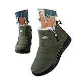 KBOPLEMQ Botas de invierno para mujer, con forro de piel cálida, botas de tobillo para exteriores, antideslizantes, con cremallera lateral, botas térmicas de invierno, botas de nieve, cómodas botines